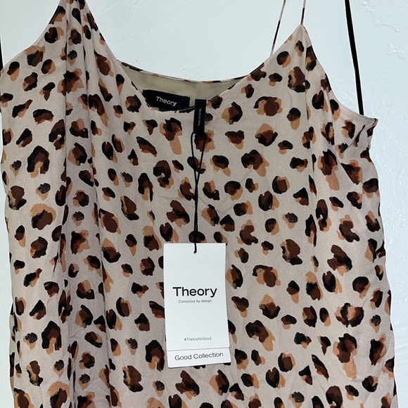 NWT Theory Asymmetrical Slip Dress in Leopard Print Silk size 10 - Picture 6 of 6
